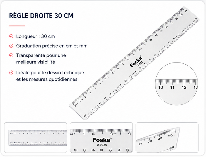 Règle droite 30 cm