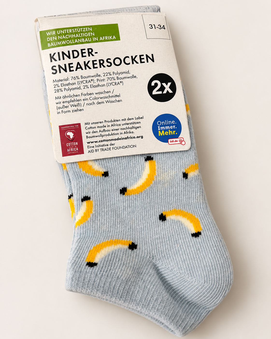 Lot de 2 chaussettes enfant – Motif bananes
