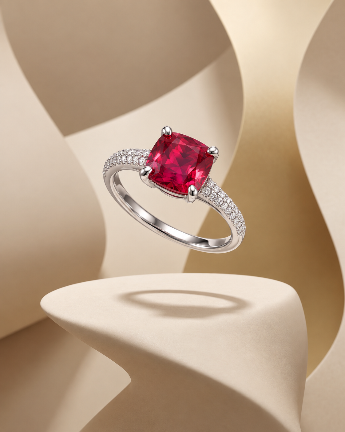 Bague Éclat Rubis – Pierre Rose & Pavé Scintillant